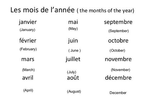 Days of the week french