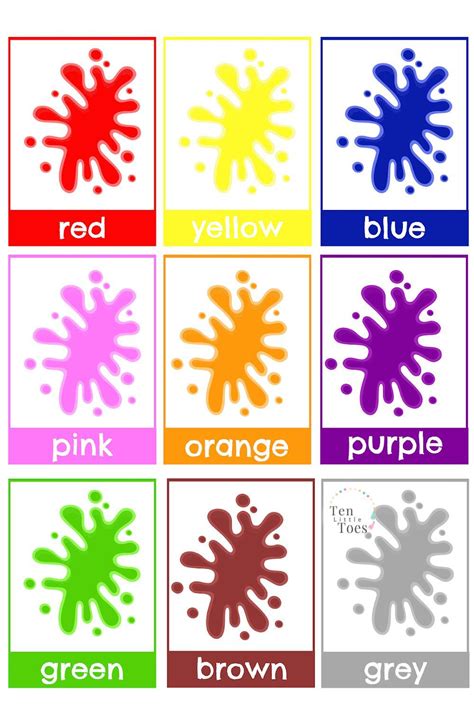 Printable Color Flashcards For Toddlers