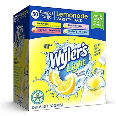 Wylers Light Singles To Go Powder Packets Water Drink Mix Variety