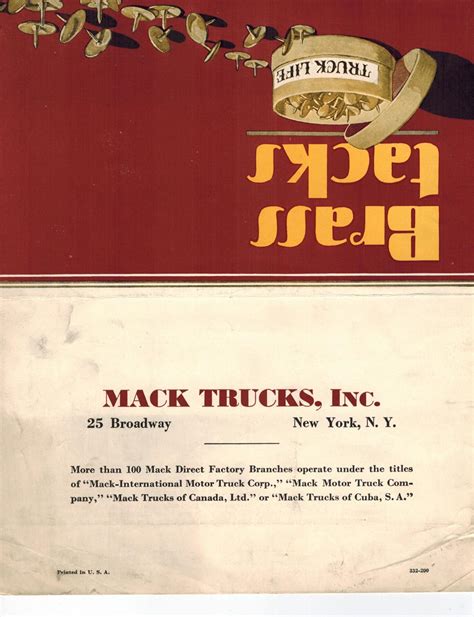 Mack Sales Brochure Early 1930s Mack Brass Tacks Acakbjbfbgbl