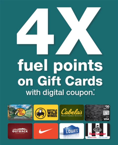 Whenever you shop and use your shopper's card, you'll earn 1 fuel point for every $1 you spend.1 plus, you'll earn 2x fuel points on gift cards! Kroger: 4X Fuel Points On Select Gift Card Purchases