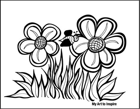 Spring Flowers Coloring Sheet — My Art To Inspire Flower Coloring