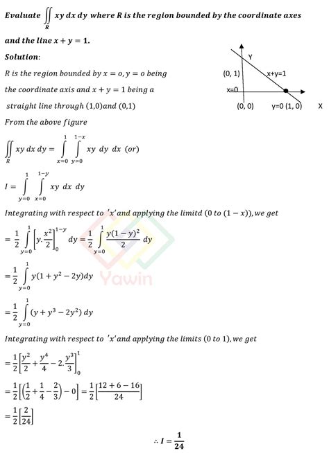 evaluate double integral of xy dx dy over the specified region r where r is the region bounded