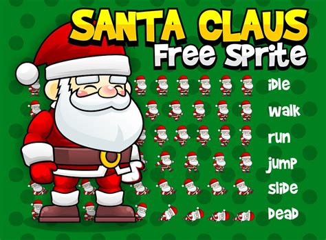 It contains more than 100 game assets, from platformer & top down tileset, side scrolling & top down character sprite sheets, game gui packs, space shooter assets, game backgrounds, and many more. Santa Claus - Free Sprites | OpenGameArt.org