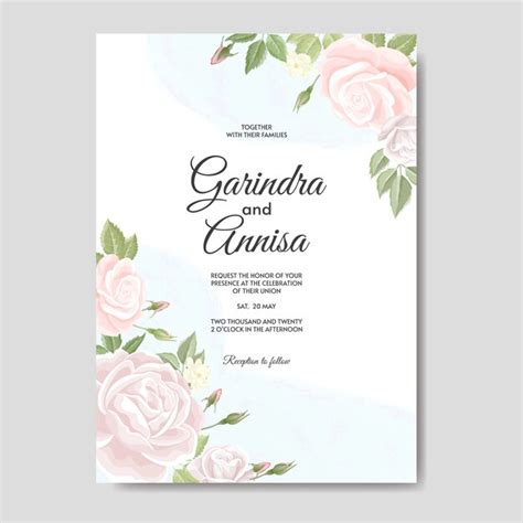 Premium Vector Elegant Wedding Card With Beautiful Floral And Leaves