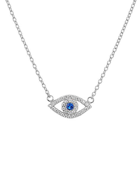 Sterling Silver Evil Eye Necklace With A Grade Cubic Zirconia Stones