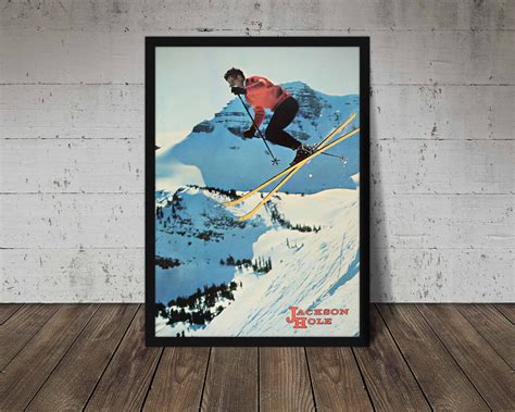 1965 Jackson Hole Wyoming Vintage Ski Poster Vintage Ski Etsy