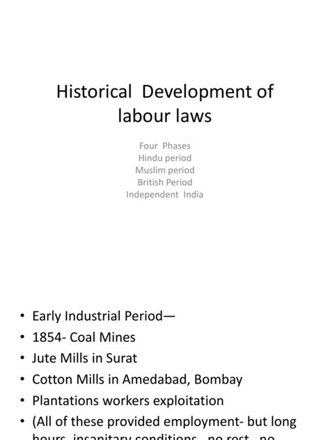 Historical Development Of Labour Laws Pdf Employment Labor