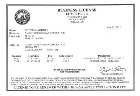 Free Business License Template Templates Printable Download