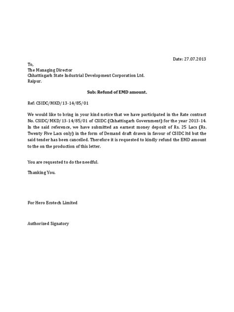 Sample Letter Release Retention Money