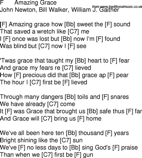 Old Time Song Lyrics With Guitar Chords For Amazing Grace C