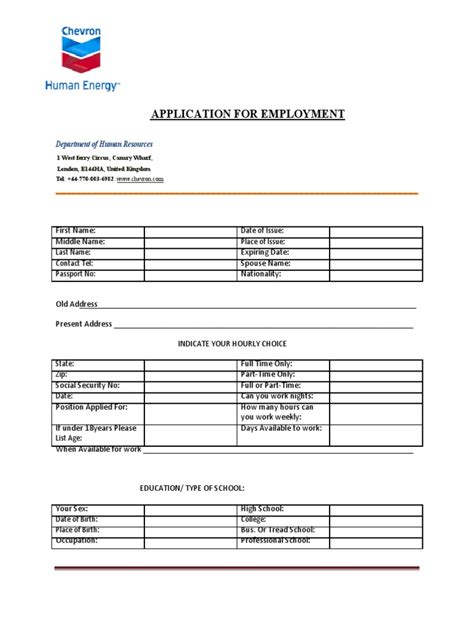 Maybe you would like to learn more about one of these? Chevron Oil and Gas Company Application Form | Travel Visa ...