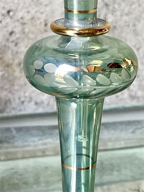 Vintage Handblown Italian Murano Aqua Blue Gold Perfume Etsy