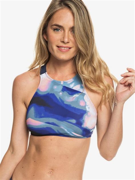 roxy fitness crop bikini top roxy