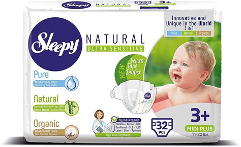 Sleepy Natural Diapers Size 3 Organic Baby Diapers Highly Absorbent