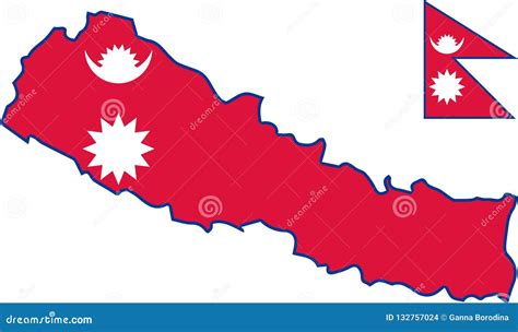 Vector Map Of Nepal With Flag Isolated White Background Stock Vector Illustration Of