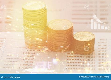 Pile Coin Money With Account Book Finance Stock Photo Image Of