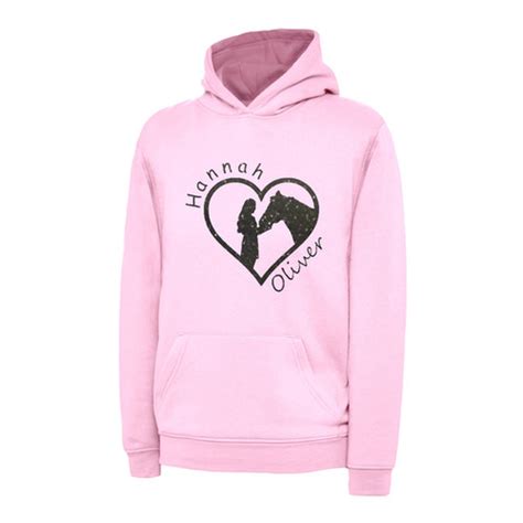 Heart Design Personalised Horse Riding Hoodies With Glitter Print
