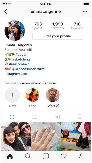 Screen Showing An Instagram Bio With Hashtags A Profile Handle And A