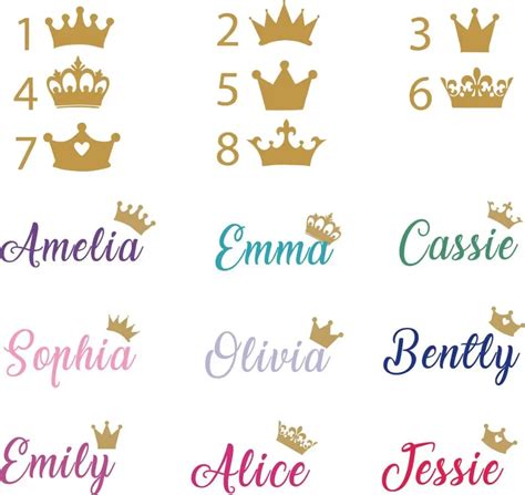 Paper And Party Supplies Name With Crown Sticker Crown With Custom Name