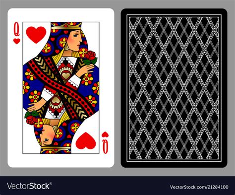 Queen Of Hearts Playing Card And The Backside Vector Image