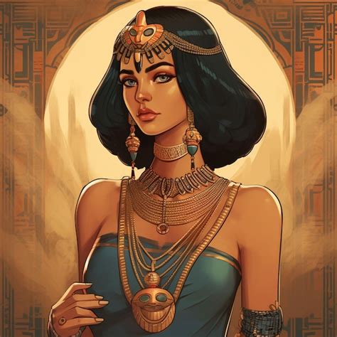 Premium Ai Image Vector Beautiful Egyptian Pharaoh Goddess Cleopatra Watercolor Drawing Vector