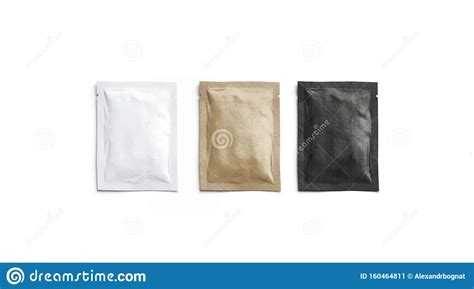 blank black white  craft paper sachet packet mockup isolated stock illustration