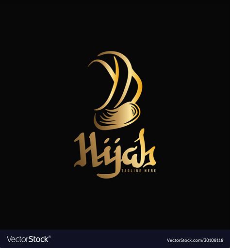 Golden Muslim Scarf Luxury Hijab Logo Ideas Vector Image