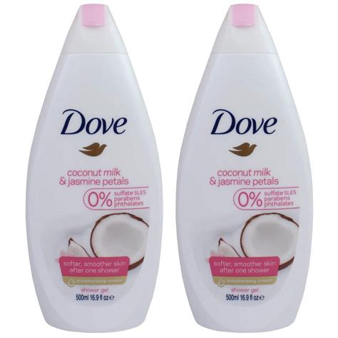 2x Dove Relaxing 500ml Shower Gel Bath Skinbody Wash Coconut Milk