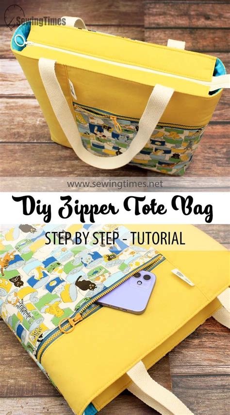 Diy Everyday Tote Bag With Zipper Front Pocket Shoulder Bag Tutorial