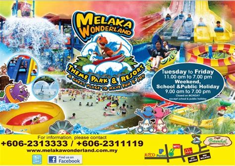 Melaka wonderland theme park & resort adalah taman tema dan resort air terbaru di malaysia yang terletak di ayer keroh melaka dan merupakan melaka wonderland adalah tarikan pelancongan terkini untuk pelancong tempatan dan luar negara. Water Park Ticket: A Famosa Water Park Ticket Price