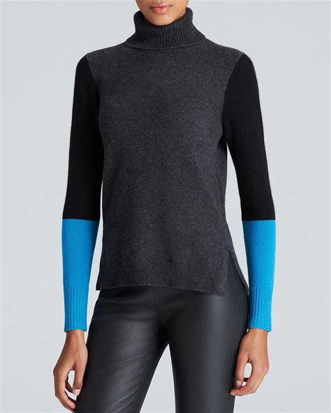 C By Bloomingdales Color Block Cashmere Turtleneck Sweater Women