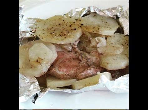To roast pork loin in the oven, preheat the oven to 375 °f and combine the salt, pepper, and garlic. Pork Chops and Potatoes-Cooked in Foil Packs-Recipes ...