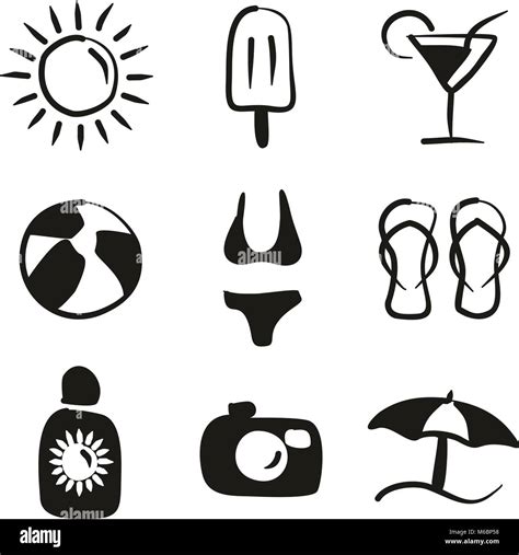 Summer Icons Freehand Fill Stock Vector Image And Art Alamy