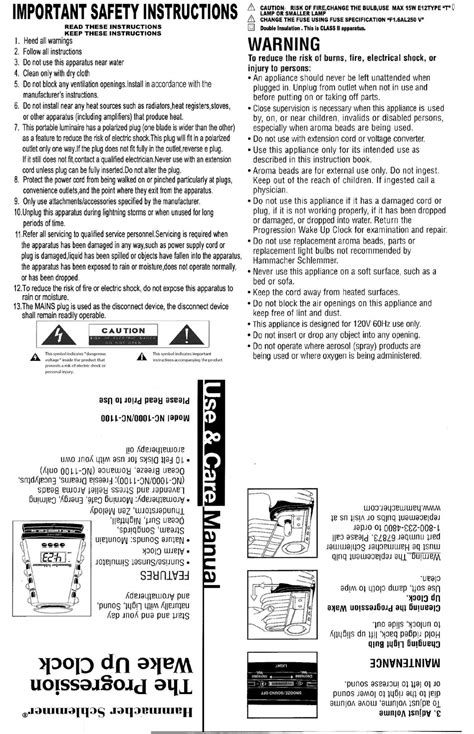 Hammacher Schlemmer Nc 1000 Use And Care Manual Pdf Download Manualslib