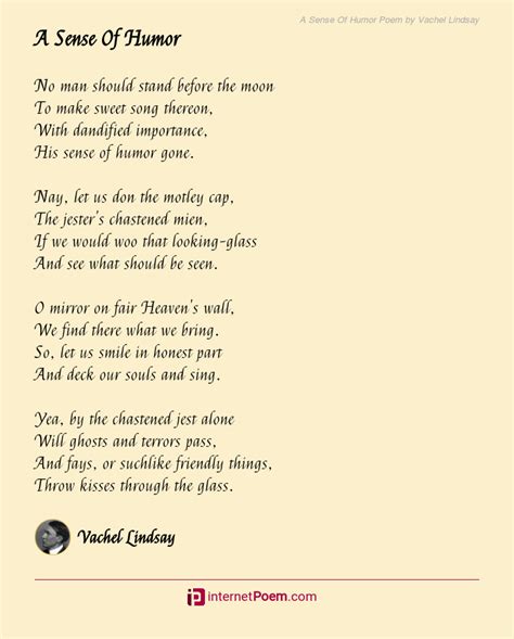 A Sense Of Humor Poem By Vachel Lindsay