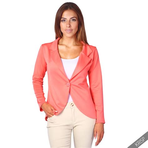 Krisp Womens Slim Fit Casual Smart Jersey Blazer Ladies Office Jacket
