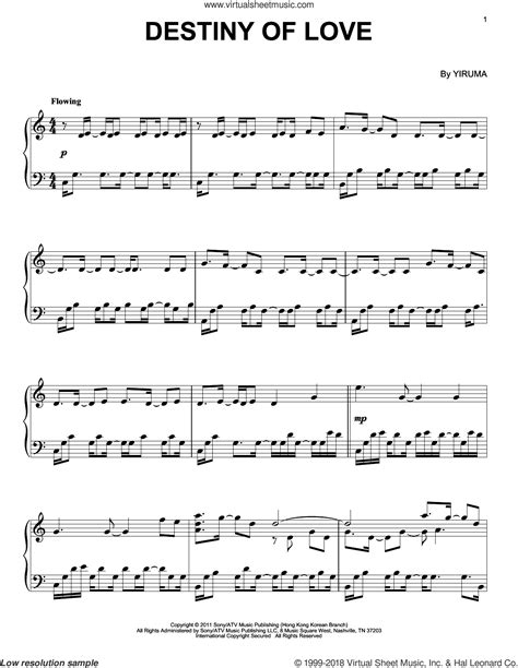 Yiruma Destiny Of Love Intermediate Sheet Music For Piano Solo