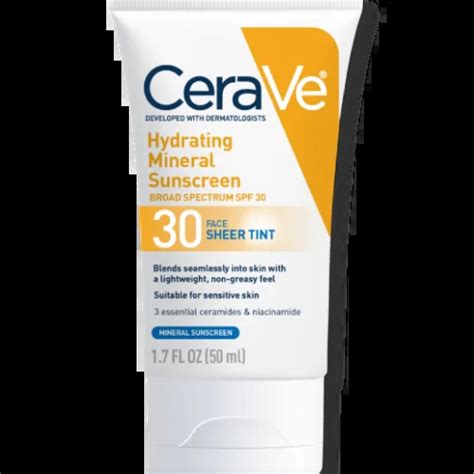 Cerave Hydrating Mineral Sunscreen Spf Face Sheer Tint