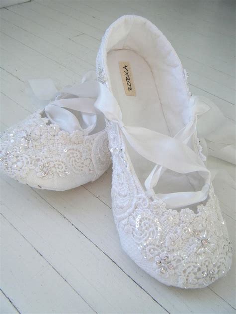 Bridal Shoes Flats Wedding Ballet Shoes White Crystal Ballet Flats