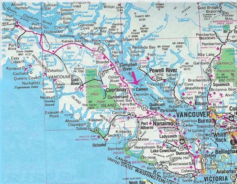 Vancouver Island Lakes Map Mapa Ostrova Vancouver Jezer Britsk