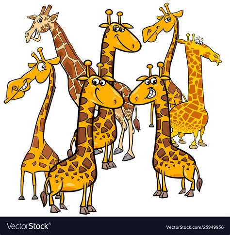 Cartoon Giraffes Animal Characters Group Vector Image