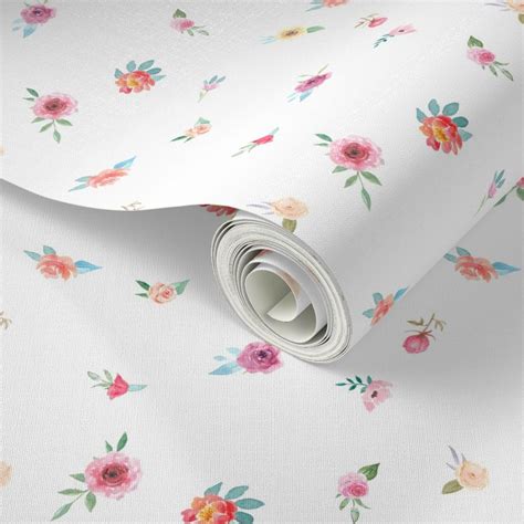 French Country Floral Watercolor Flowers Wallpaper Spoonflower