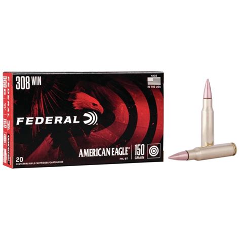 Federal American Eagle 308 Winchester Ammo 150gr Fmjbt 20 Rounds