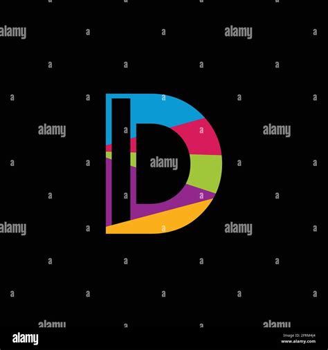 Multi Color Shape Letter D Vector Illustration Design On Black