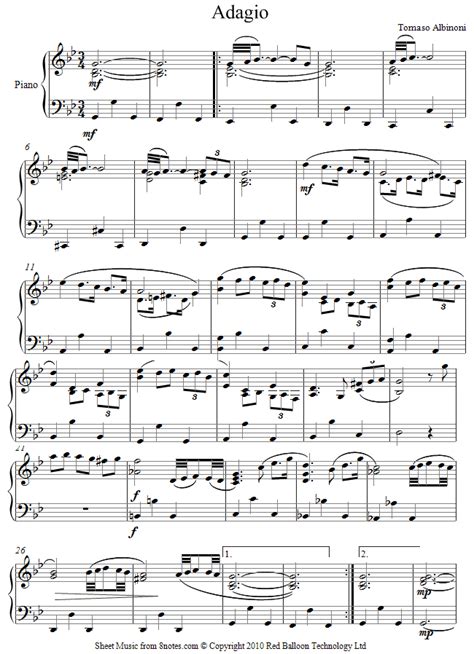 Adagio (english version) lara fabian. Albinoni - Adagio sheet music for Piano