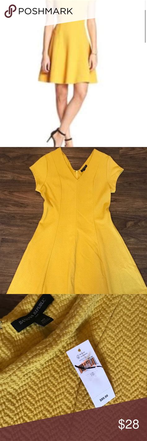 Banana Republic Yellow Knit Flare Dress Sz 10 Nwt Knit Flare Dress