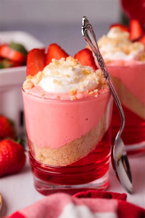 Layered Strawberry Jello Parfait Cups Recipe Jello Recipes Jello