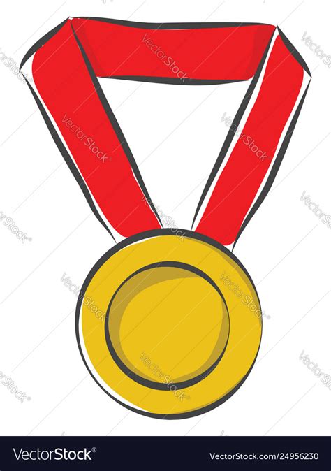 A Cartoon Gold Medal Or Color Royalty Free Vector Image