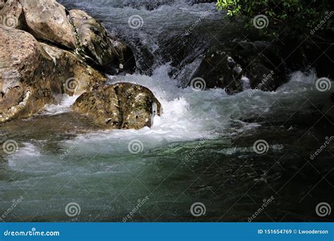 Rushing Water In Stream In Great Smokey Mountains National Park Stock